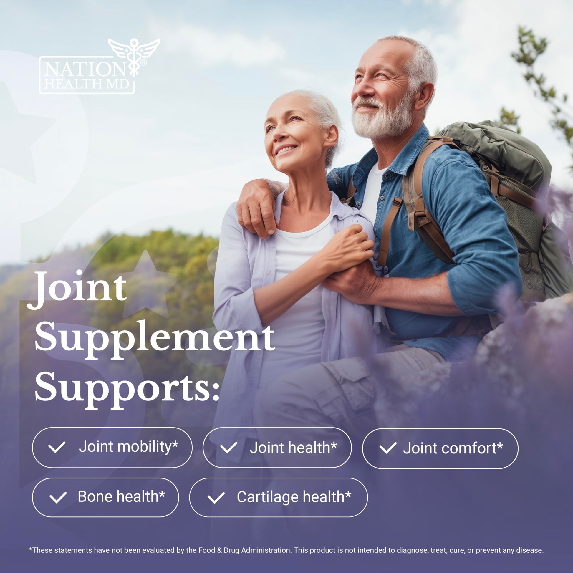NATION HEALTH MD Joint Complex - Joint & Cartilage Health - Joint Support Supplement with Calcium, NEM Eggshell Membrane, Boswellia Serrata - Knee Supplements for Men & Women, 60 Capsules NATION HEALTH MDAu supplements