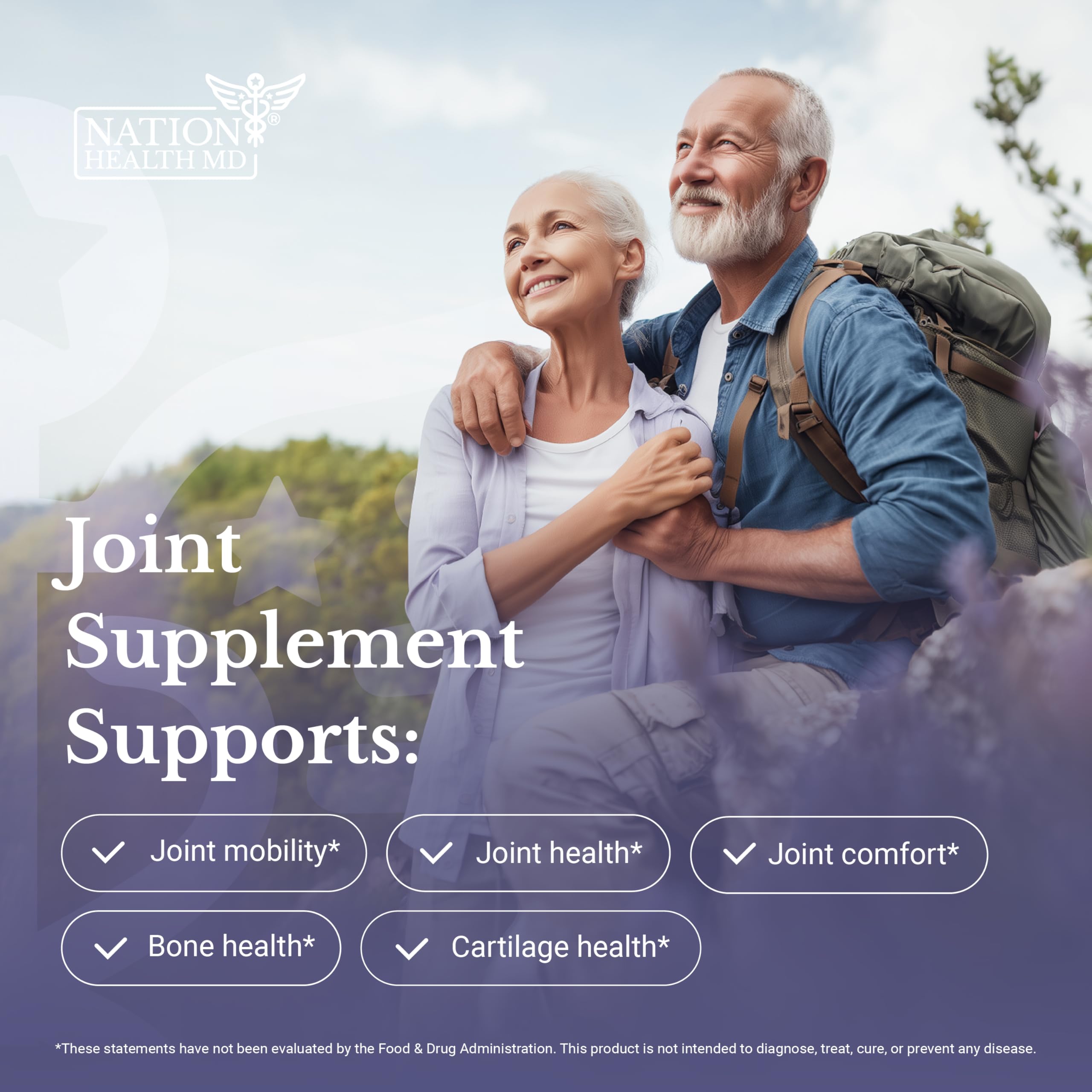 NATION HEALTH MD Joint Complex - Joint & Cartilage Health - Joint Support Supplement with Calcium, NEM Eggshell Membrane, Boswellia Serrata - Knee Supplements for Men & Women, 60 Capsules NATION HEALTH MDAu supplements
