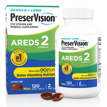PreserVision AREDS 2 Eye Vitamins, #1 Eye Doctor Recommended Brand, Lutein and Zeaxanthin Supplement with Vitamin C, Vitamin E, Zinc, and Copper, 120 Softgels (Minigels) PreserVisionAu supplements