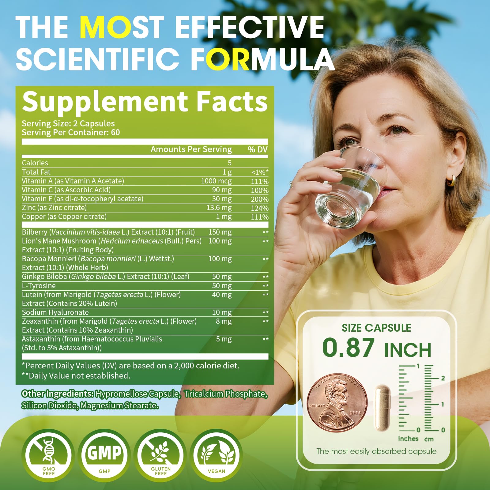 Eye + Brain Supplements for Memory and Focus, Lutein 40mg, Zeaxanthin, Astaxanthin, Bilberry, Lion’s Mane, Bacopa Monnieri, Ginkgo Biloba, 14 in 1 Eye Vitamins for Adults & Seniors 120 Capsules AlliwiseAu supplements