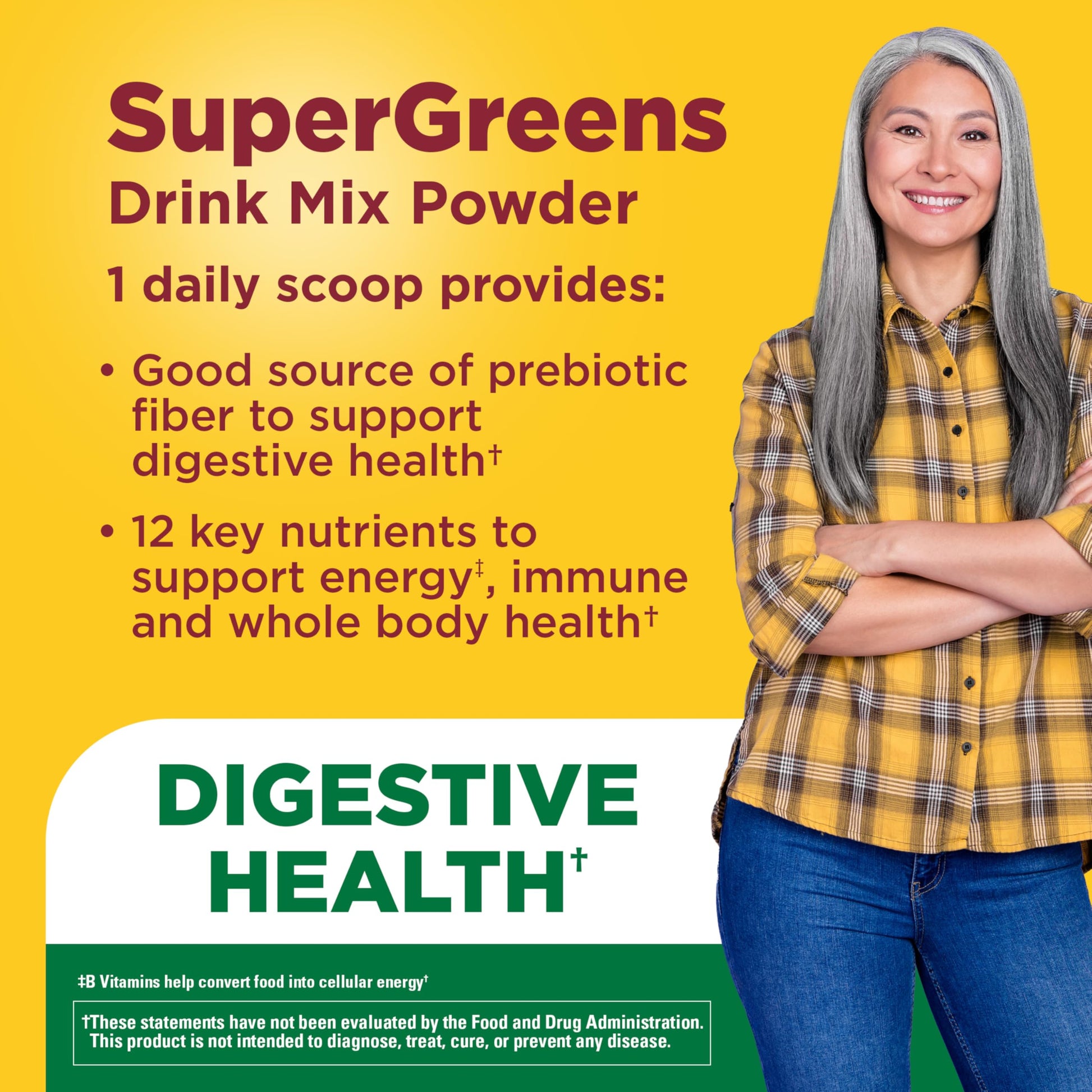 Nature Made Super Greens Powder with Prebiotic Fiber Drink Mix, Made with 1 Cup Veggies Per Serving, Fiber Supplement + Vitamins and Minerals, 25 Day Supply Nature MadeAu supplements