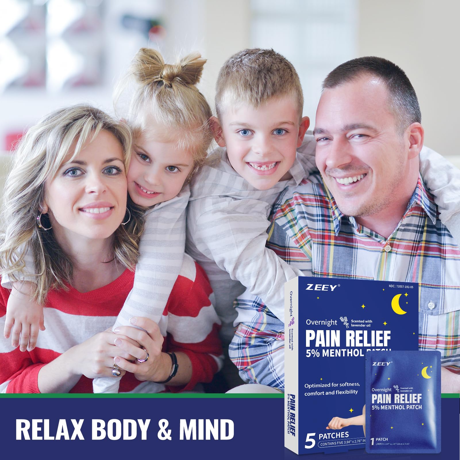ZEEY 5% Menthol Overnight Pain Relief Patches, French Lavender Oil Pain Patch for Back, Knee, Neck, Shoulders, Joints, Muscle Soreness, Fast Acting, Topical Analgesic, Gel Patch, 3.94" x 2.76", 5Ct ZEEYAu supplements