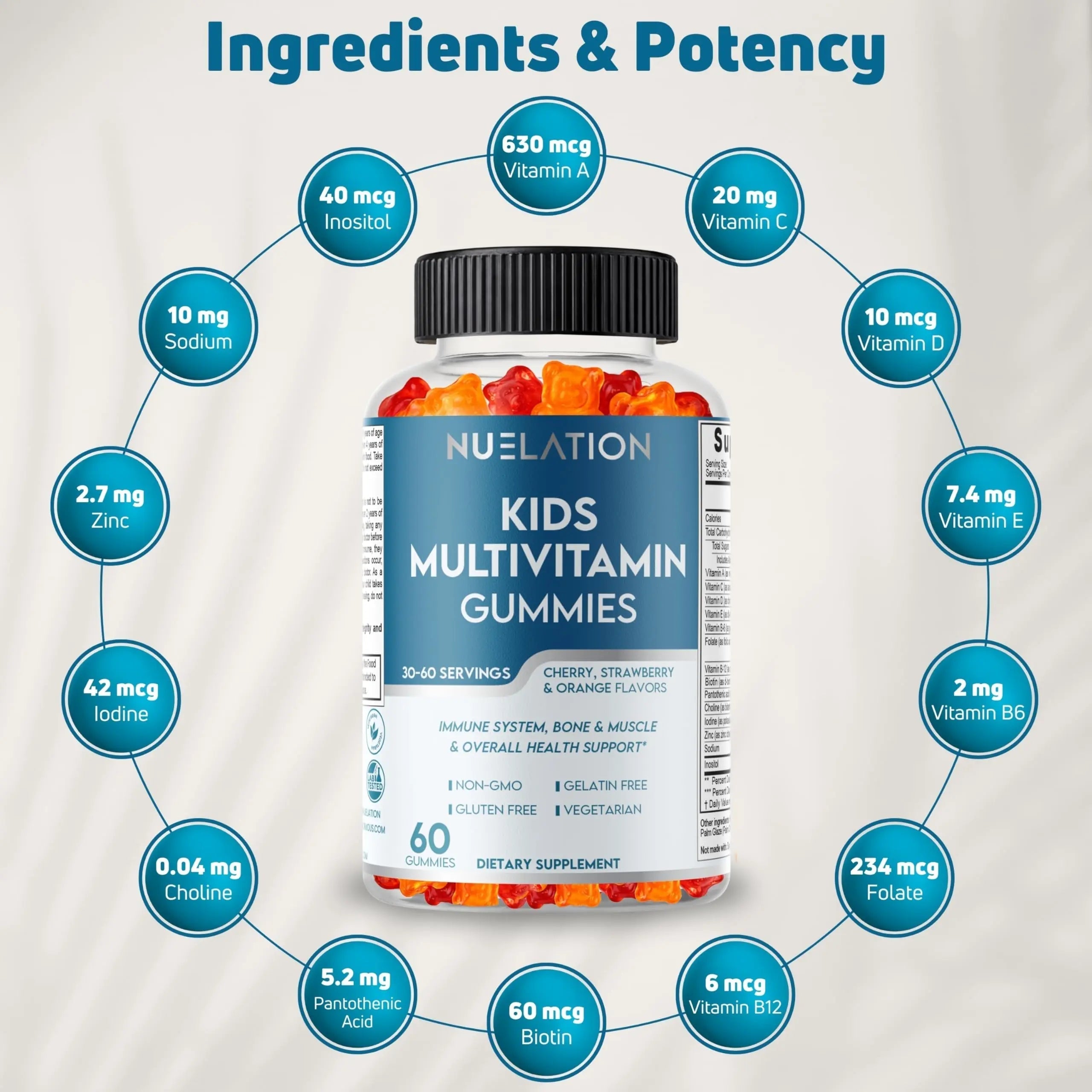 NUELATION Kids Multivitamin Gummies, 30-60 Day Supply with 14 Essential Kids Vitamins & Minerals. Toddler Vitamins for Overall Wellness. Non-GMO, Gelatin-Free, Gluten-Free, Vegetarian Children Vitamin NUELATIONAu supplements