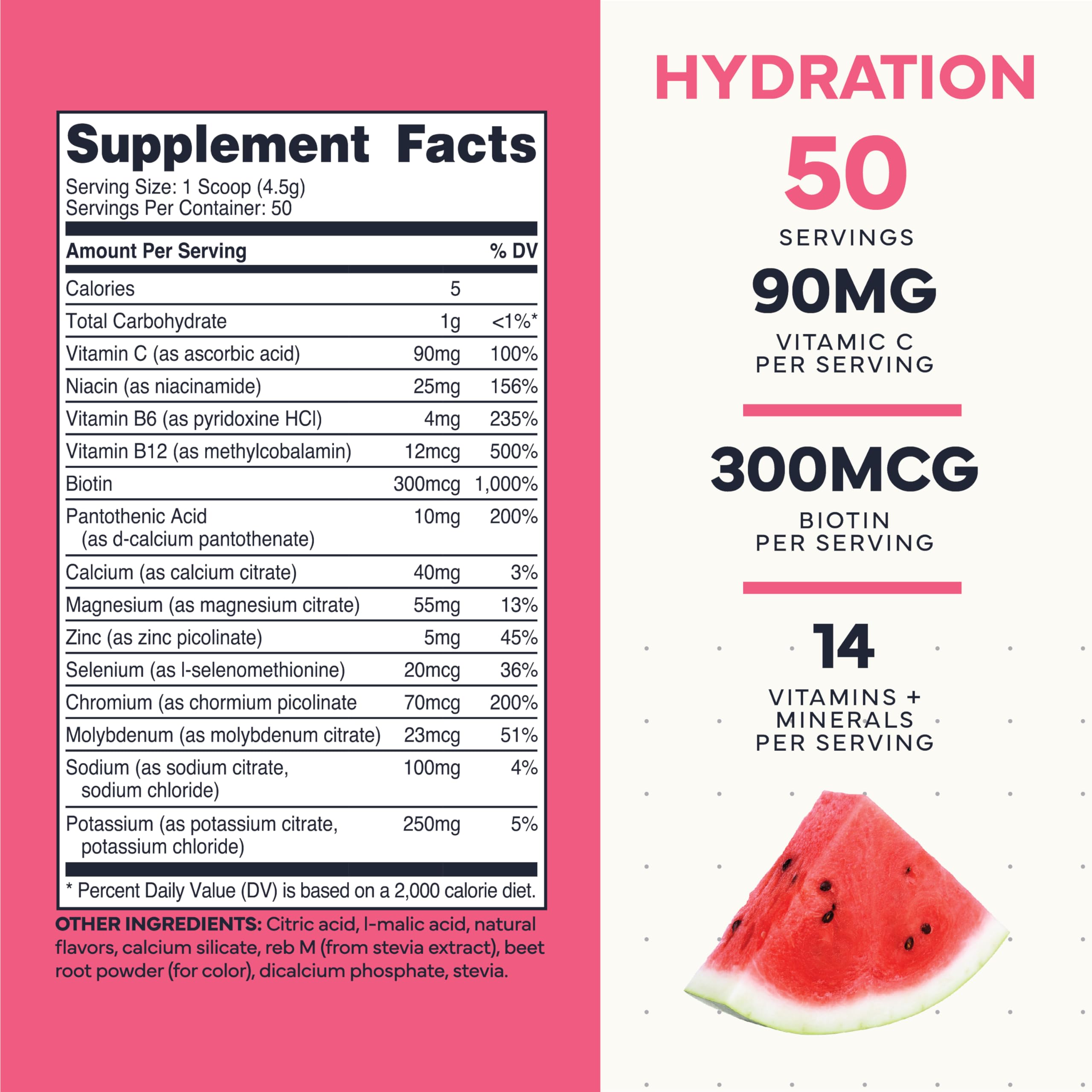 Type Zero Clean Electrolytes Hydration Powder Drink Mix + 14 Essential Vitamins & Minerals - Sugar Free, Zero Artificial Ingredients - Watermelon Flavor, 50 Servings Type ZeroUS supplements