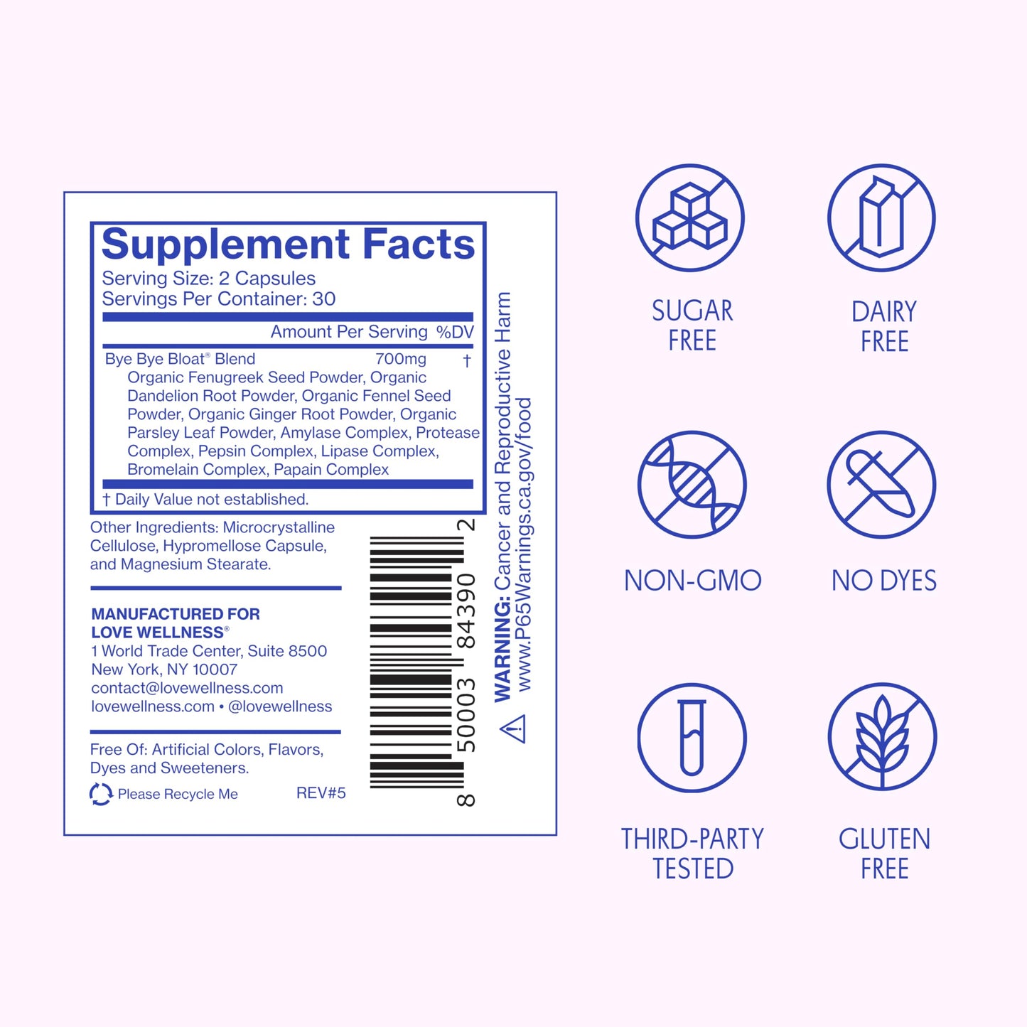 Love Wellness Bye Bye Bloat | Digestive Enzymes for Fast Acting Bloating Relief for Women | Helps Reduce Water Retention & Gas Relief | Supports Digestive Health Love WellnessUS supplements