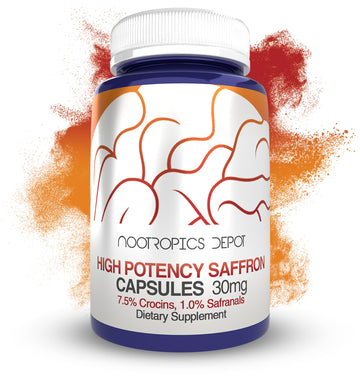 Nootropics Depot High Potency Saffron Extract Capsules | 30mg | Minimum 7.5% Crocins and 1% Safranals | Crocus sativus | 60 ct Nootropics DepotAu supplements
