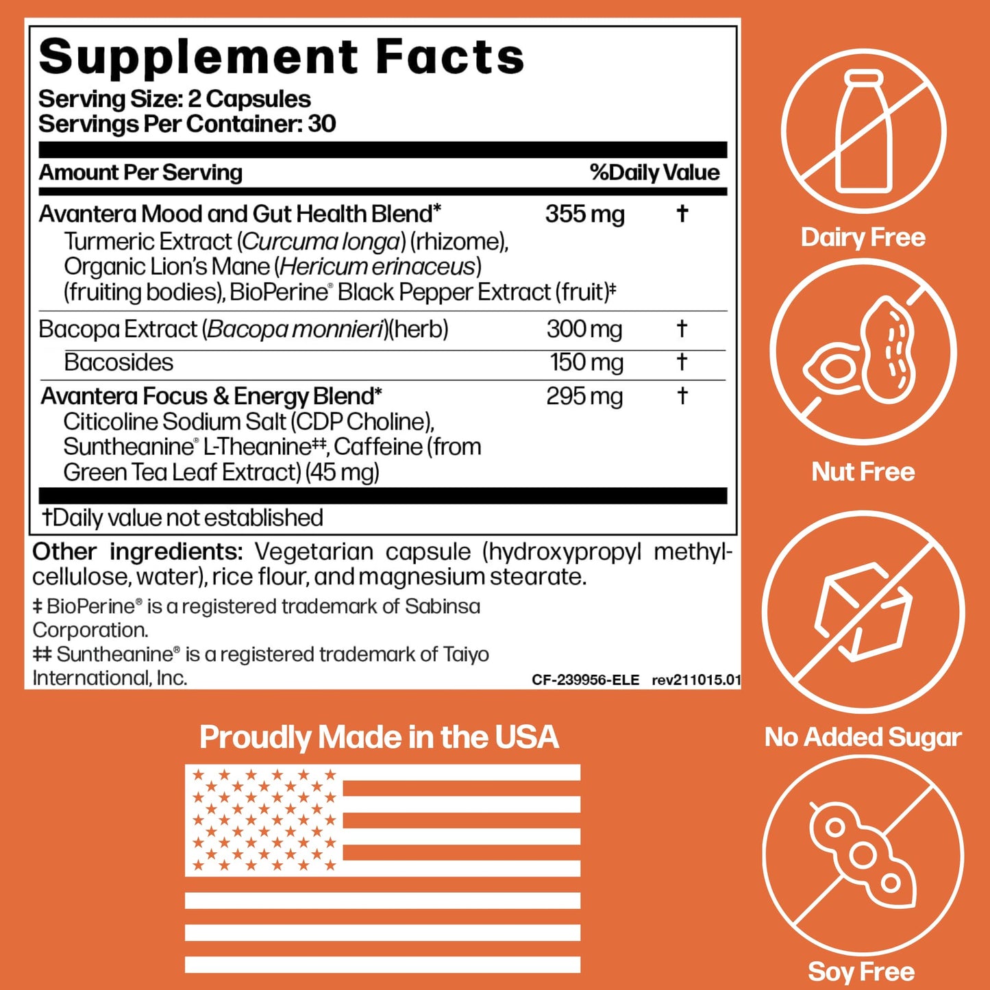 Avantera Premium Nootropic, Elevate | Energy, Focus, Mood, & Gut Health | 30 Day Supply AvanteraUS supplements
