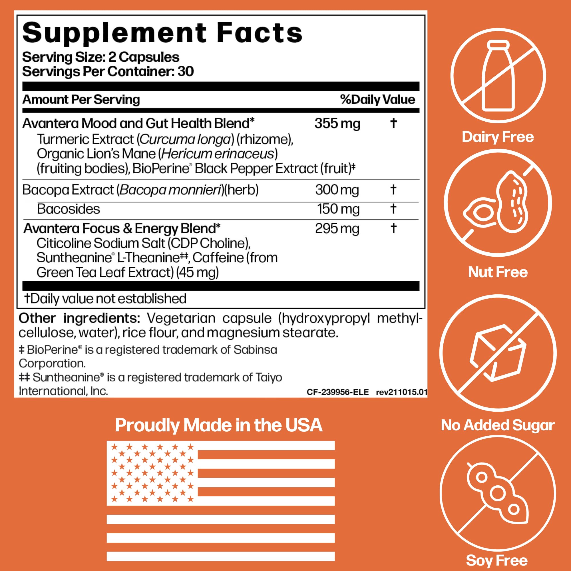 Avantera Premium Nootropic, Elevate | Energy, Focus, Mood, & Gut Health | 30 Day Supply AvanteraAu supplements