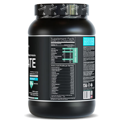 SASCHA FITNESS Hydrolyzed Whey Protein Isolate,100% Grass-Fed (2 Pounds, Coconut) SASCHA FITNESSUS supplements