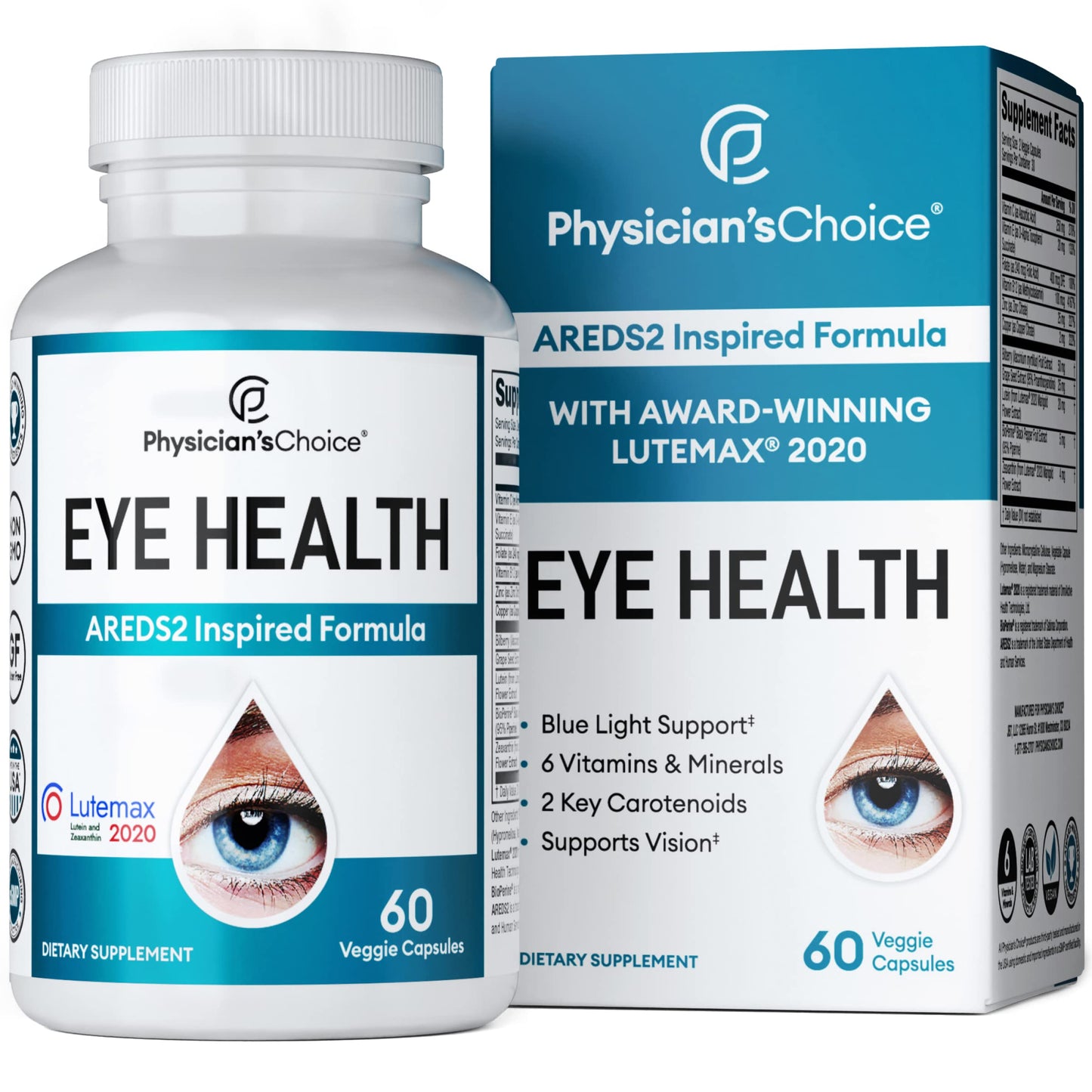 Areds 2 Eye Vitamins - Lutein, Zeaxanthin & Bilberry Extract - Supports Eye Physician's CHOICEUS supplements