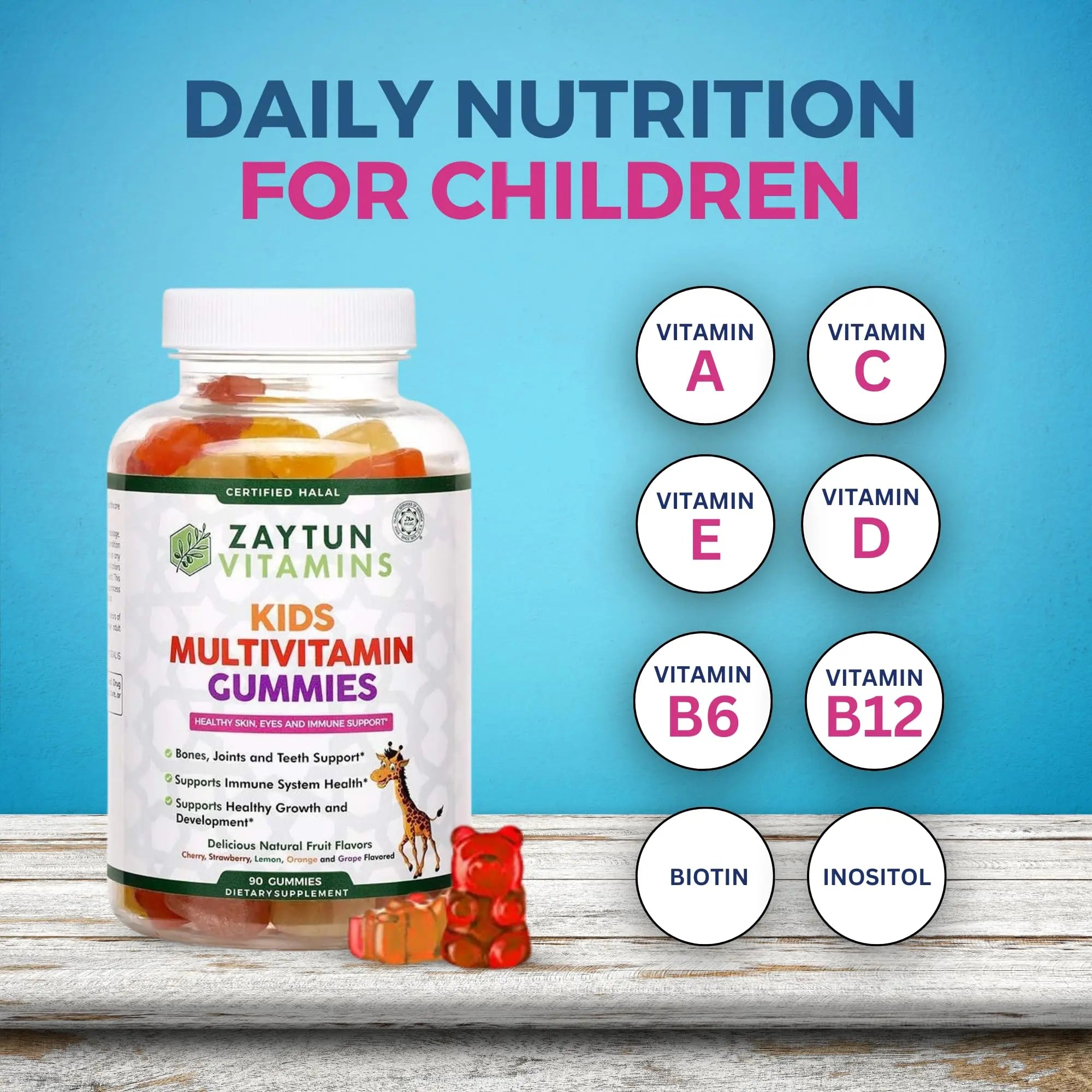 Zaytun Halal Vitamins for Kids Multivitamin Gummies, Naturally Sourced Vitamin A, C, D, E, B6, B12, Biotin - Vegetarian, No Gelatin Zaytun VitaminsAu supplements