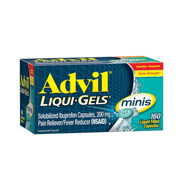 Advil Liqui-Gels Minis Pain Reliever and Fever Reducer, Pain Medicine for Adults with Ibuprofen 200mg for Pain Relief - 160 Liquid Filled Capsules AdvilAu supplements