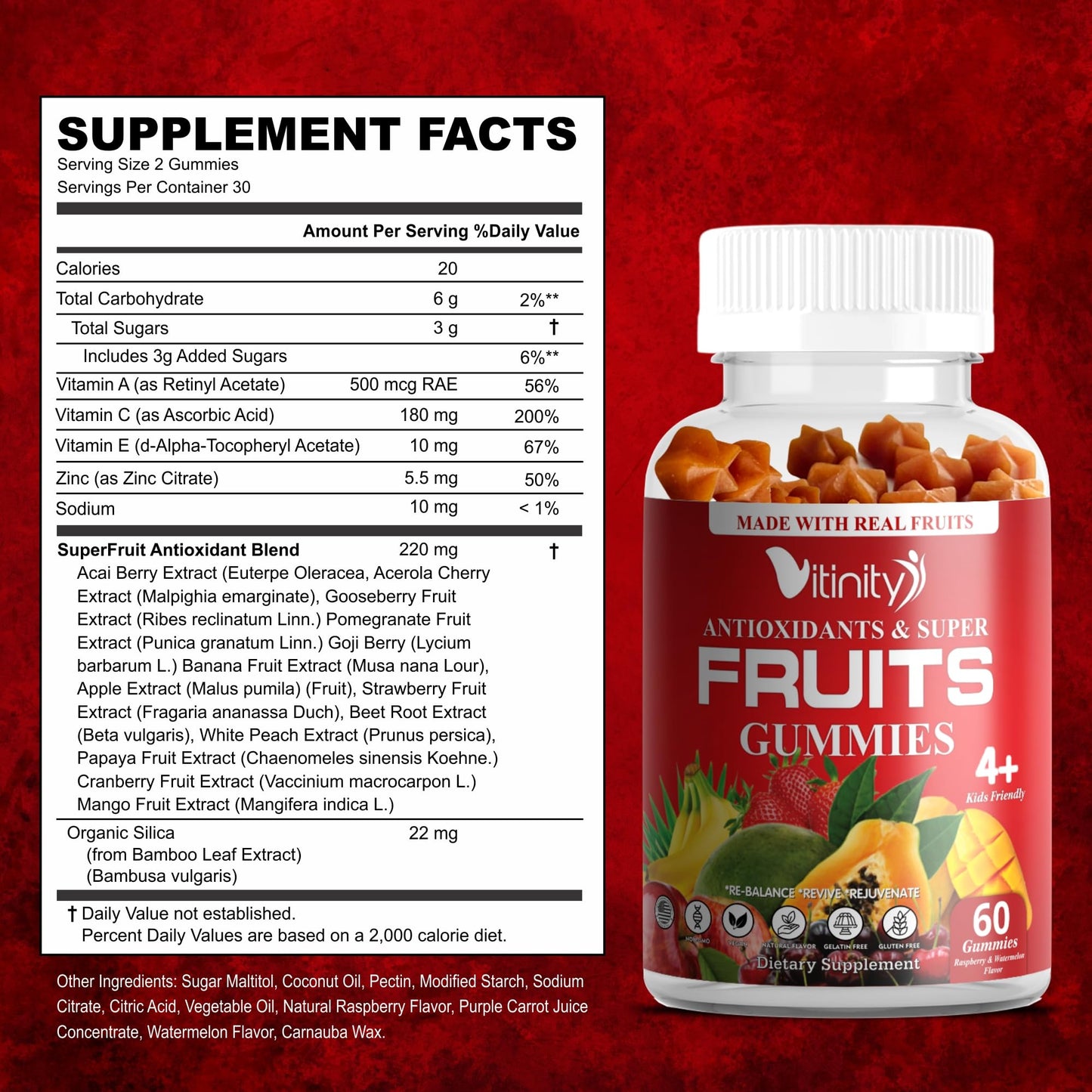 VITINITY Made with Real Super Fruits Delicious Gummy Supplement,Men,Women & Kids VITINITYUS supplements