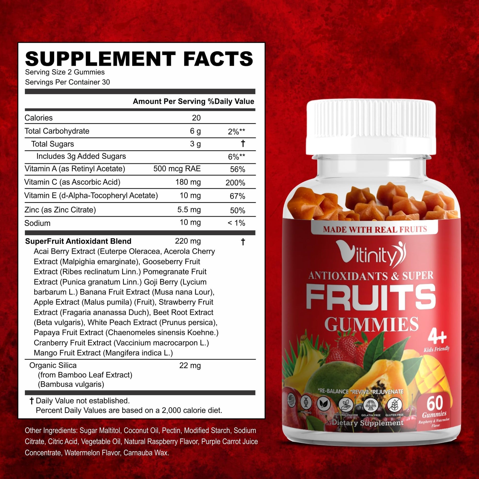 VITINITY Made with Real Super Fruits Delicious Gummy Supplement,Men,Women & Kids VITINITYUS supplements