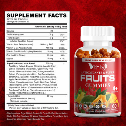 VITINITY Made with Real Super Fruits Delicious Gummy Supplement,Men,Women & Kids VITINITYUS supplements