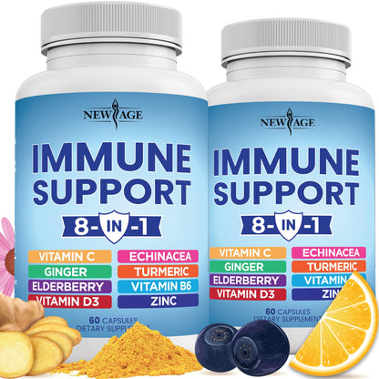 NEW AGE 8 in 1 Immune Support Booster Supplement with Echinacea, Vitamin C NEW AGEUS supplements