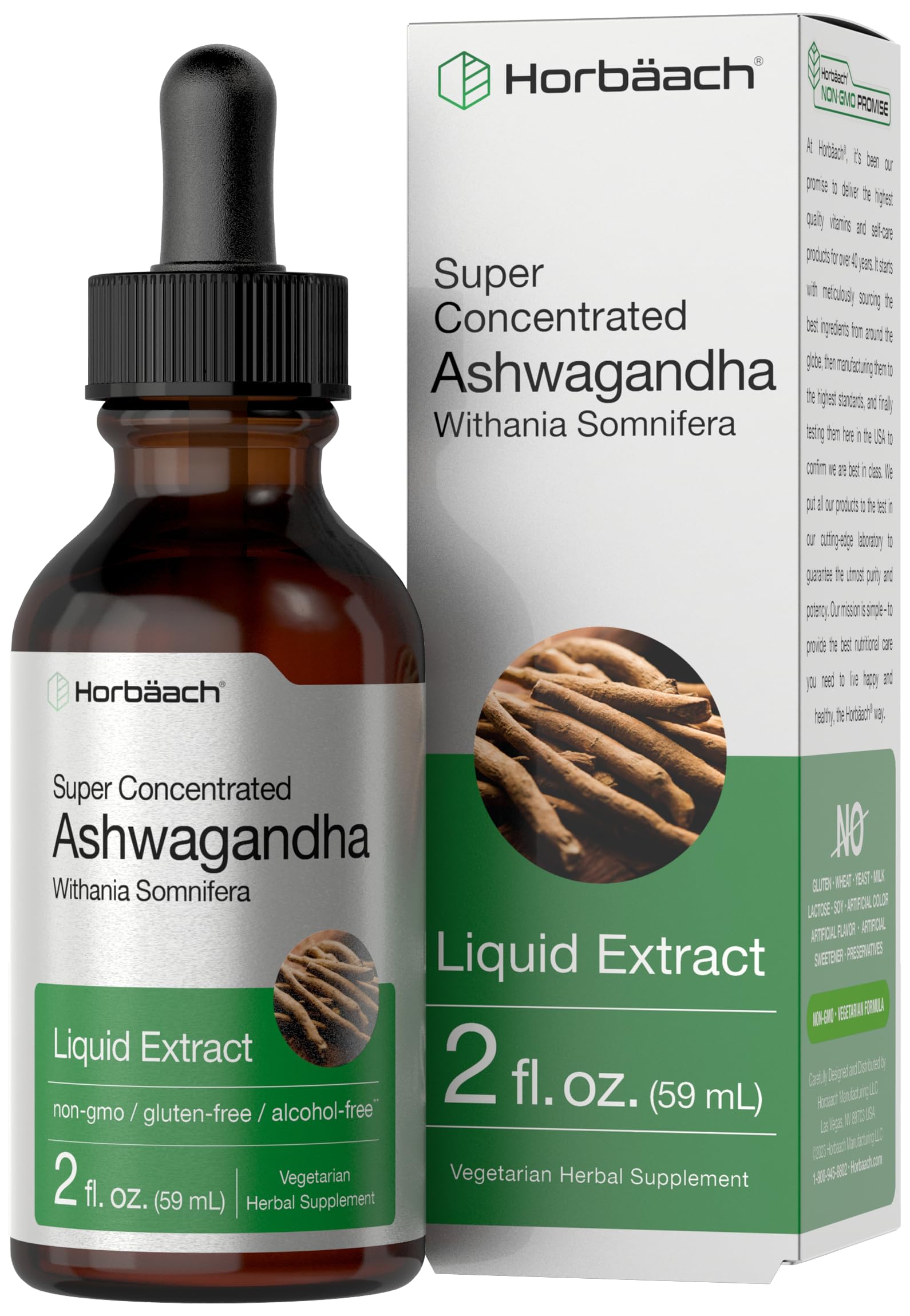 Ashwagandha Root Liquid Extract | 2 fl oz | Alcohol Free Tincture | Vegetarian, Non-GMO, Gluten Free Supplement | by Horbaach HorbäachAu supplements