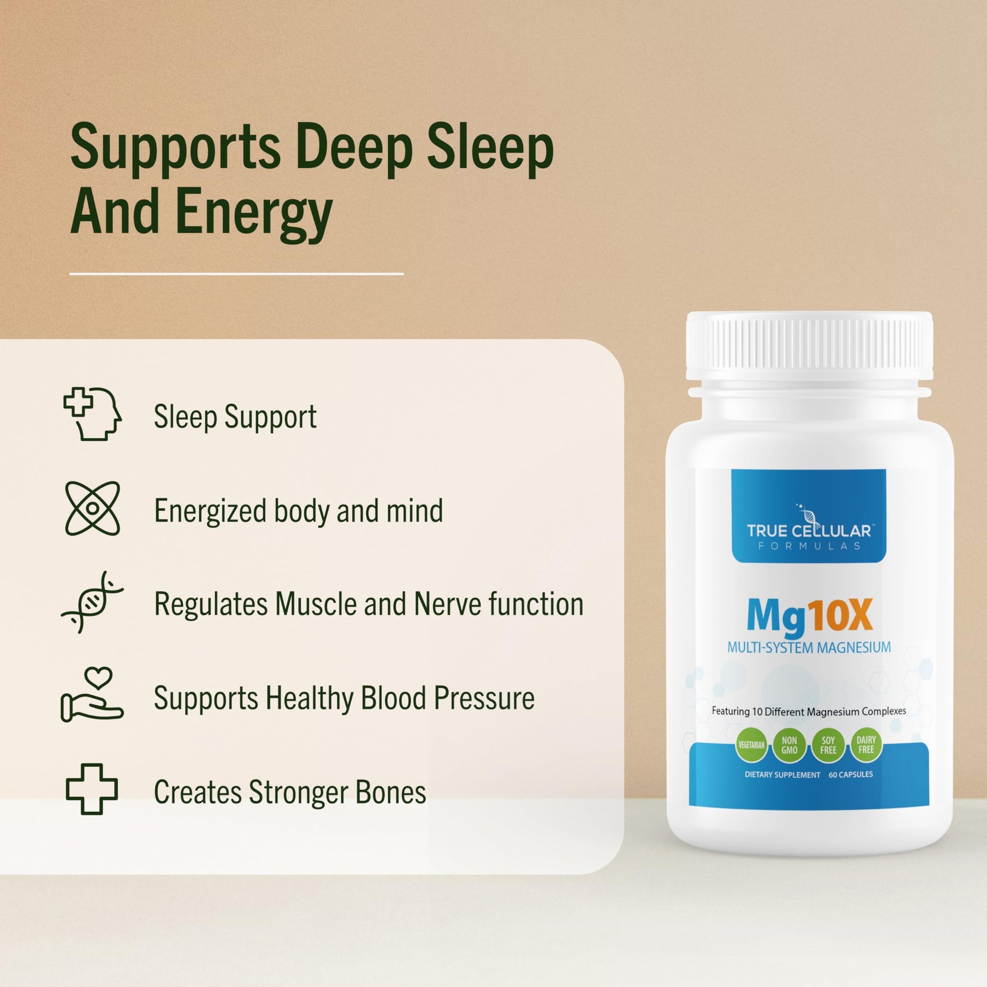True Cellular Formulas Mg10X Multi-System Magnesium | Supplement to Support Sleep - 60 Capsules | Enhanced Sleep, Immune System & Metabolic Support | Includes Magnesium Glycinate, Citrate and More True Cellular FormulasAu supplements