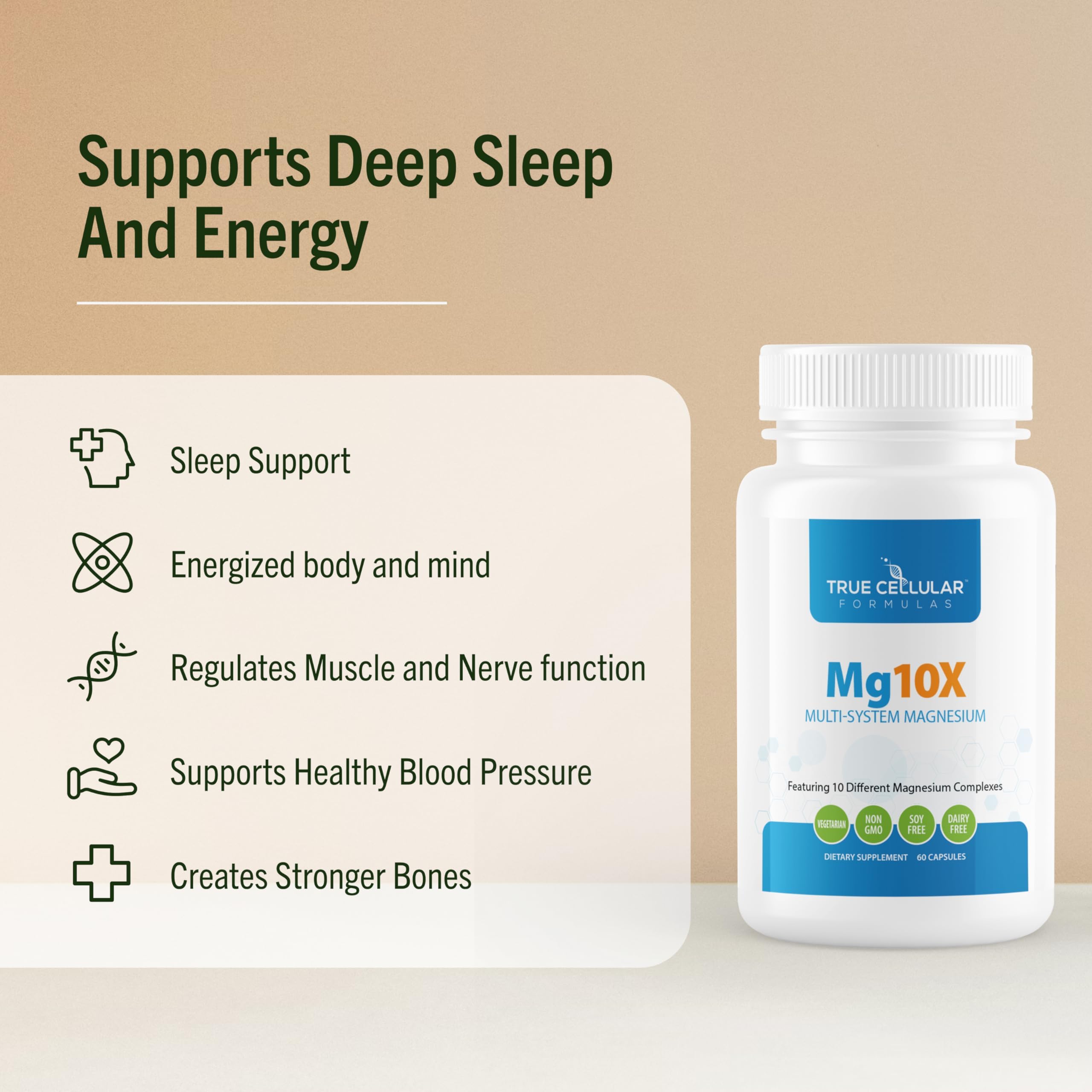 True Cellular Formulas Mg10X Multi-System Magnesium | Supplement to Support Sleep - 60 Capsules | Enhanced Sleep, Immune System & Metabolic Support | Includes Magnesium Glycinate, Citrate and More True Cellular FormulasAu supplements