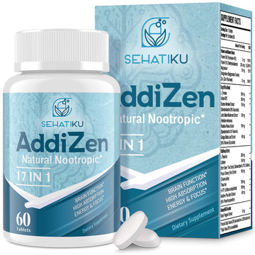 17-in-1 Brain Supplement for Memory and Focus | Natural Nootropics Brain Supplement for Brain Cognition, Energy | High Absorption | L-Theanine, Phytonutrient Blend and Vitamins B6, B12 | 60 Tablets SehatiKuAu supplements