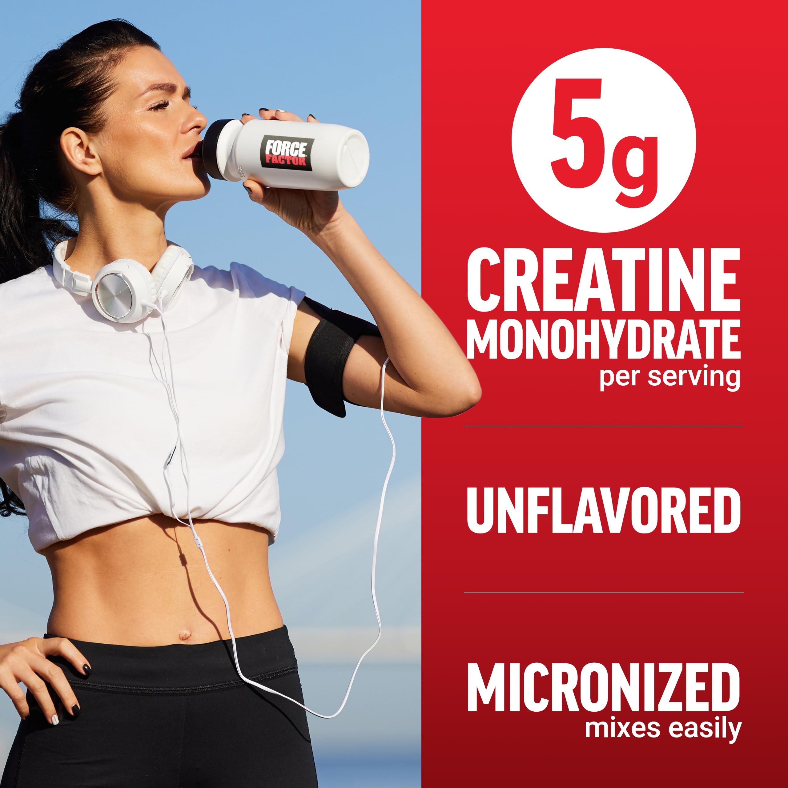 Force Factor Creatine Monohydrate Powder, 5g Micronized Dose to Support Muscle Growth, Strength, Recovery, Cognitive Health & Memory, Unflavored, 200 Servings Force FactorAu supplements