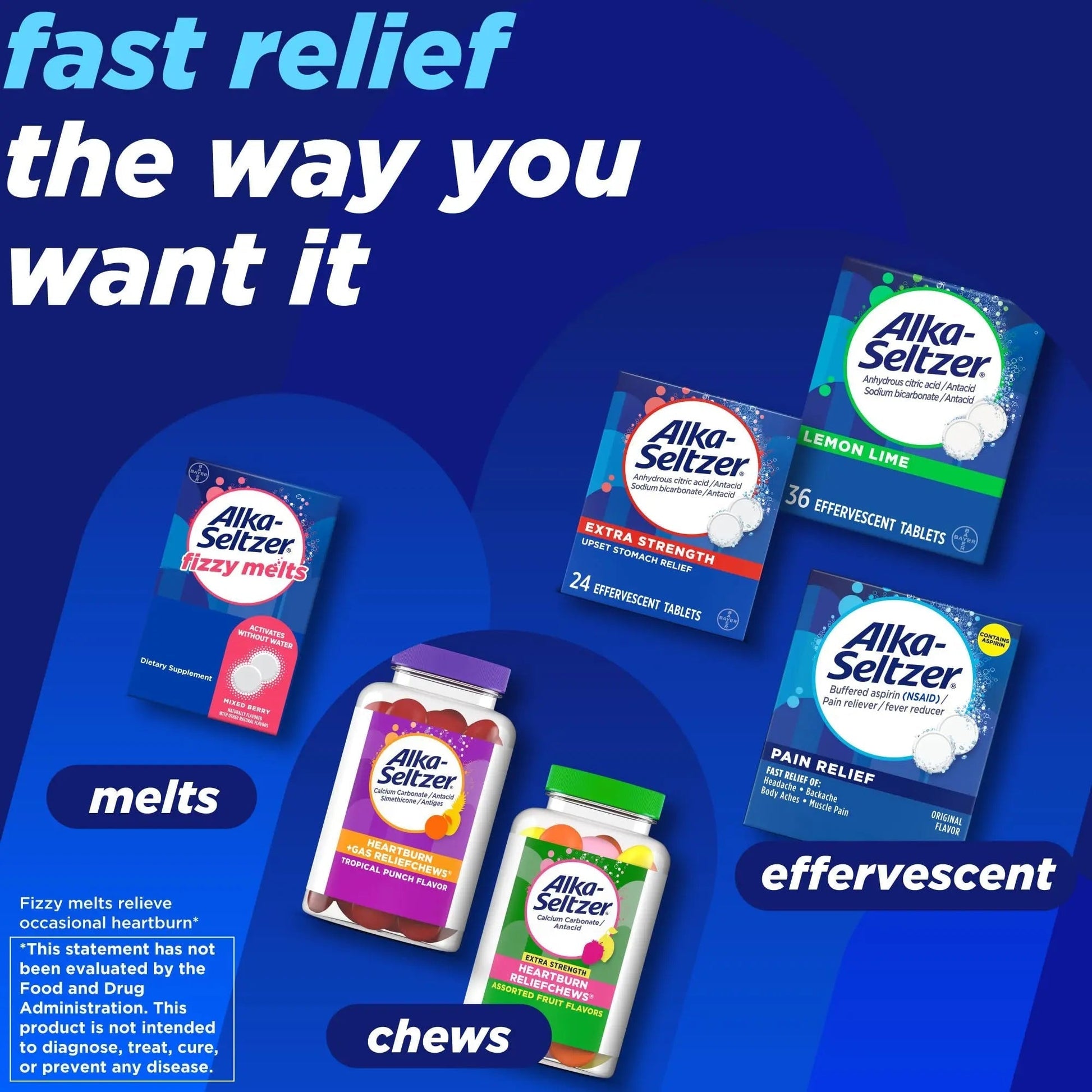 Alka-Seltzer Pain Relief, Aspirin Effervescent Tablets for Fast Pain Relief, 72 Ct Alka-SeltzerAu supplements