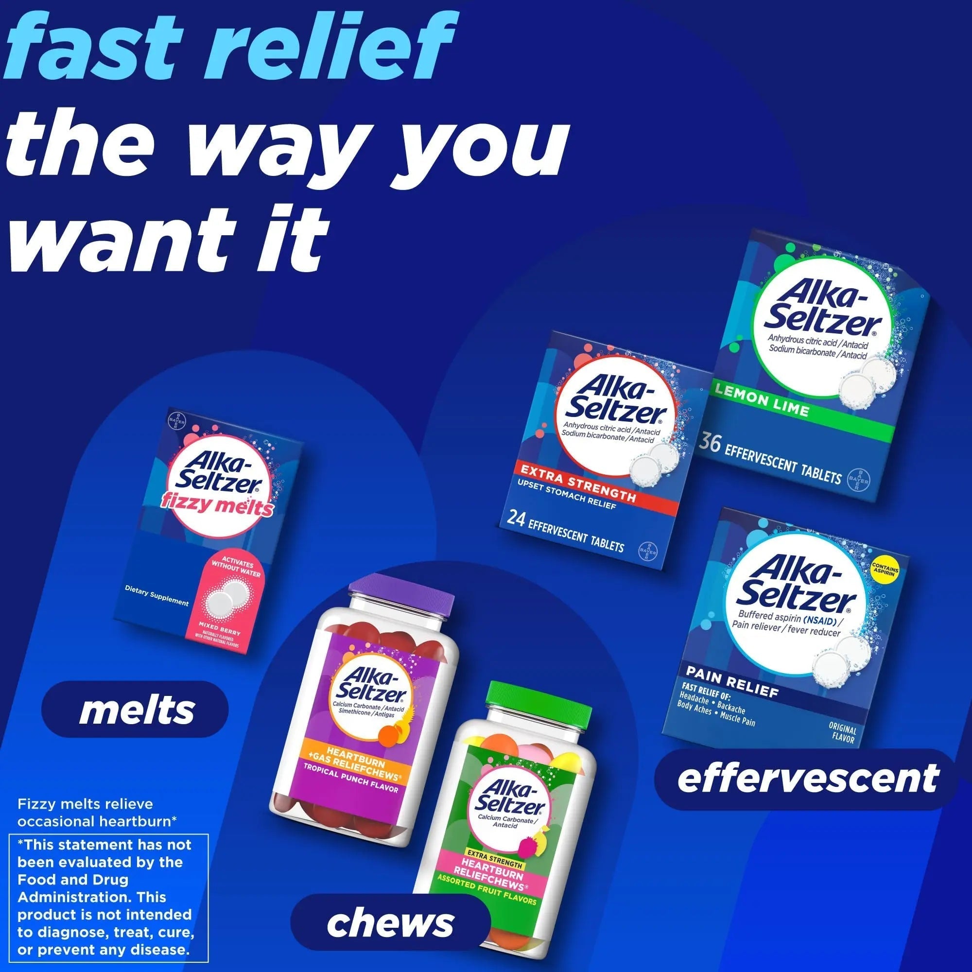 Alka-Seltzer Pain Relief, Aspirin Effervescent Tablets for Fast Pain Relief, 72 Ct Alka-SeltzerAu supplements