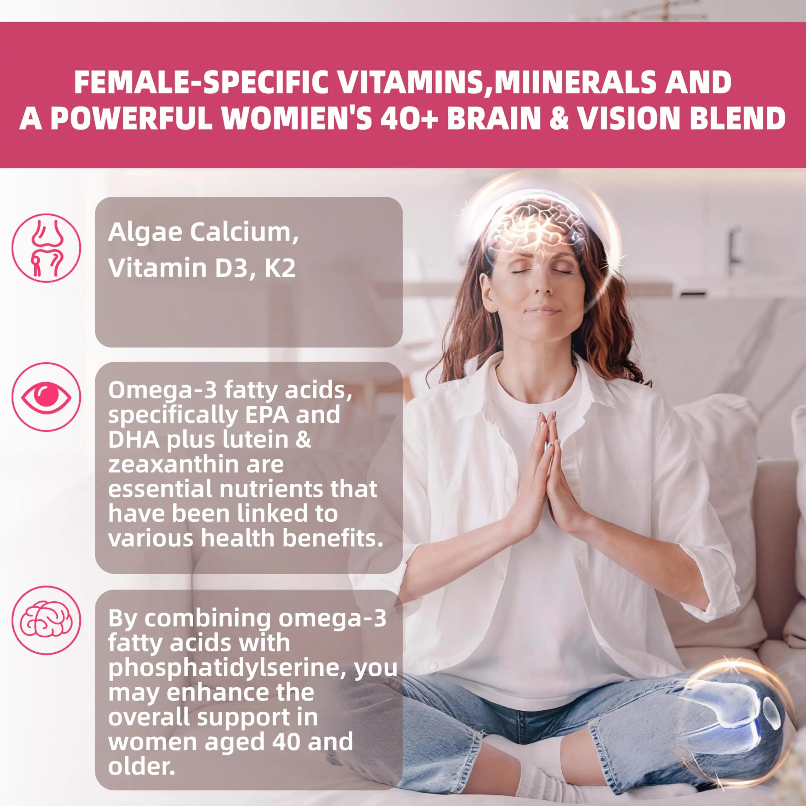 Multivitamin for Women Gummies for 40+ with Omega-3, Niacinamide, B-Complex, Lutein, Iron, Choline, Phosphatidylserine, Vitamin D3 LerinettiaAu supplements
