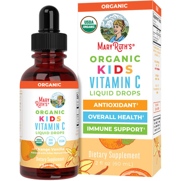MaryRuth Organics USDA Kids Vitamin C Drops | Vegan Immune Support Supplement for Ages 4-13 | Immune Support & Overall Health | Vitamin C from Organic Acerola Fruit Extract | 2oz MARYRUTH'SUS supplements