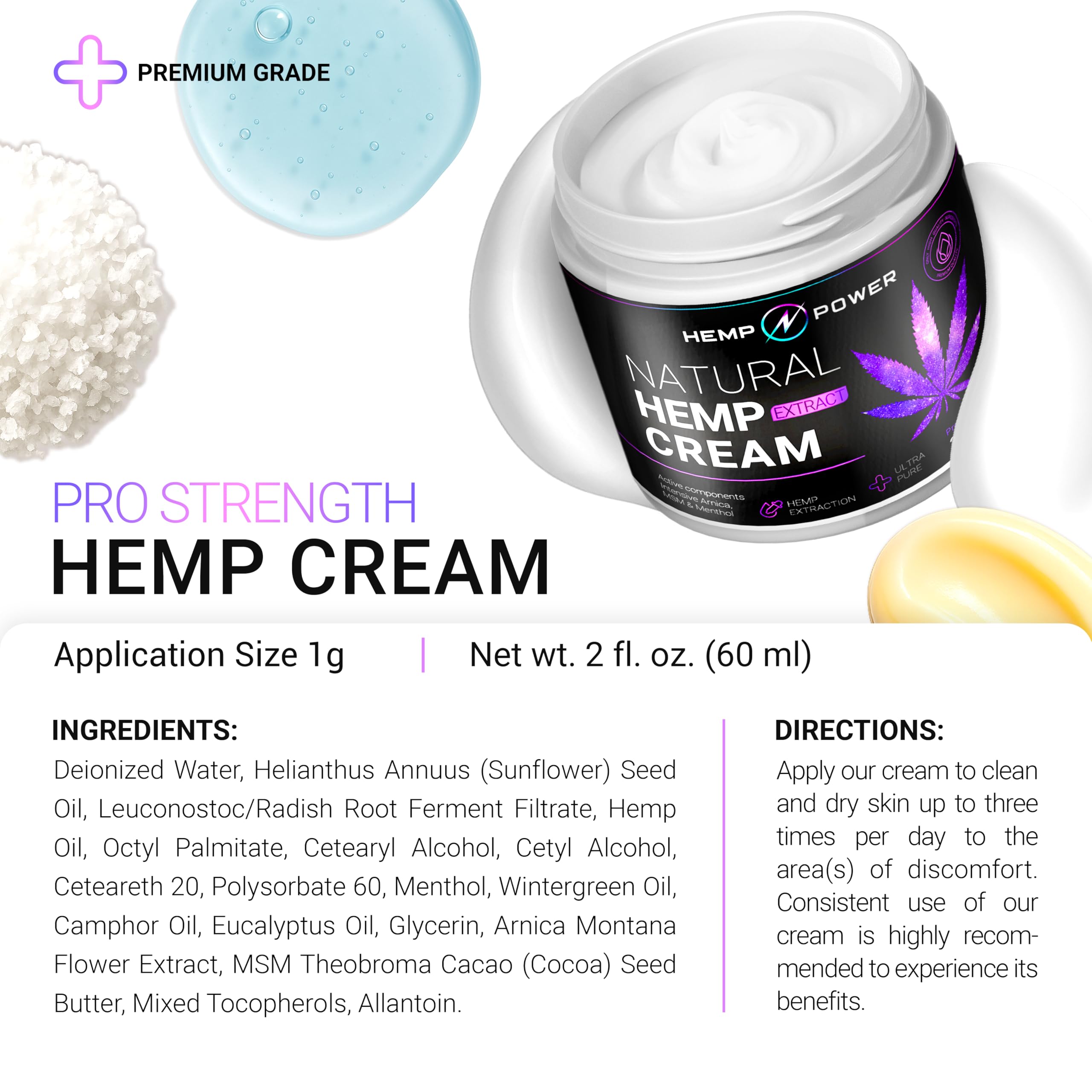 Hemp Power Joint Muscle Relief Cream, with Hemp, Menthol, MSM Arnica, Support Your Back, Muscles, Joints, Neck, Shoulder, Knee, Nerves - 2 Fl Oz. HEMP POWERAu supplements
