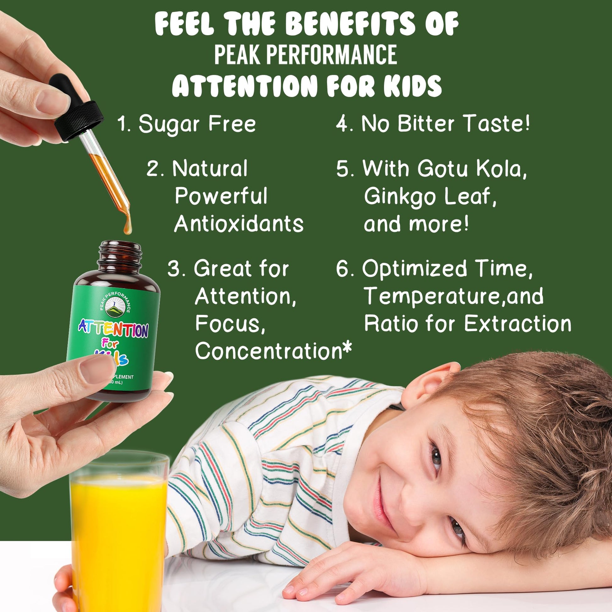 Kids Focus Drops. Attention Deficit Liquid Supplement for Concentration, Attention, Brain, Memory. No Bitter Taste. Natural Non-Habit Forming Sugar Free 7-in-1 Vegan Nootropic for Children, Teenagers Peak PerformanceAu supplements