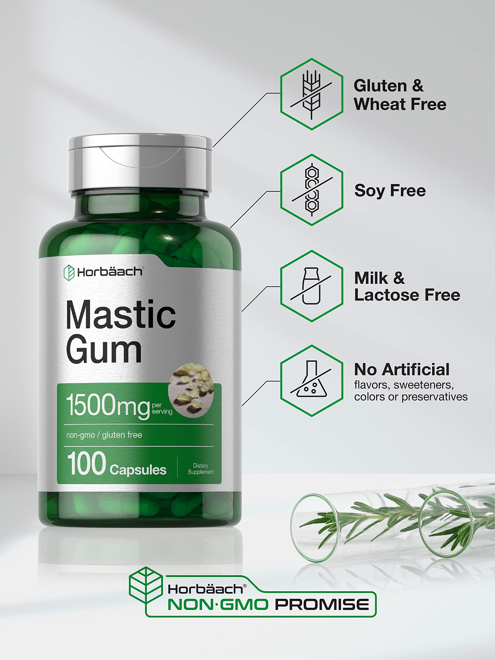 Mastic Gum Capsules 1500mg 100 Count | Non-GMO & Gluten Free | by Horbaach HorbäachAu supplements