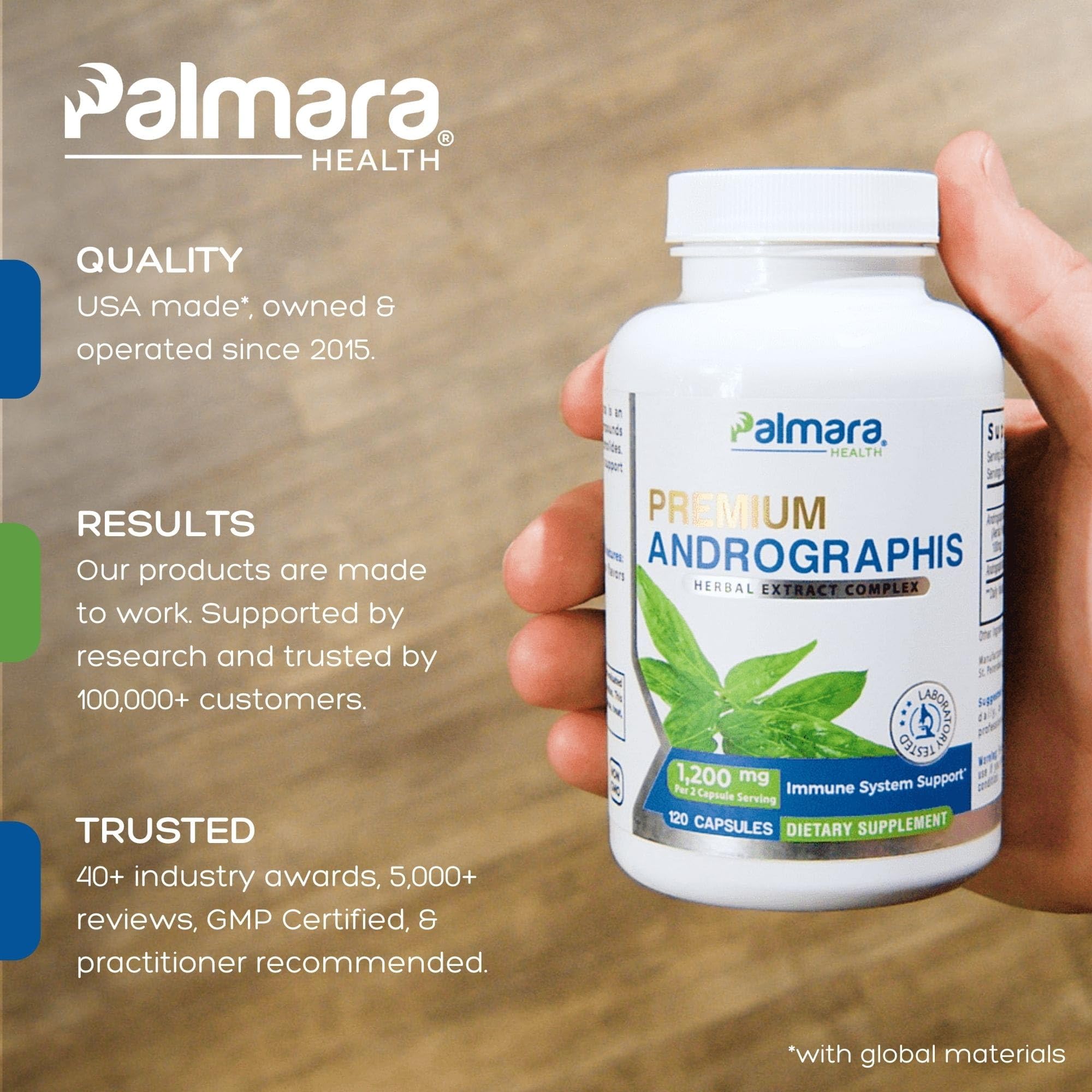 Palmara Health Premium Andrographis Paniculata Extract 1,200mg with 100mg Andrographolides Vegan Capsules for Immune & Digestive Support, Non-GMO, Gluten Free, Herbal Dietary Supplement Palmara HealthAu supplements