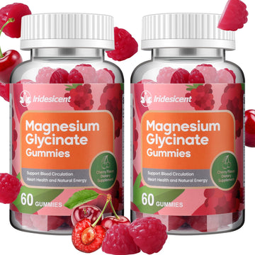 IRIDESICENT Magnesium Glycinate Gummies 400mg, Sugar Free Magnesium Supplement w/Ashwagandha, Zinc, Vegan Magnesium Glycinate Supplement for Adults - 120 Cherry Gummies IRIDESICENTAu supplements