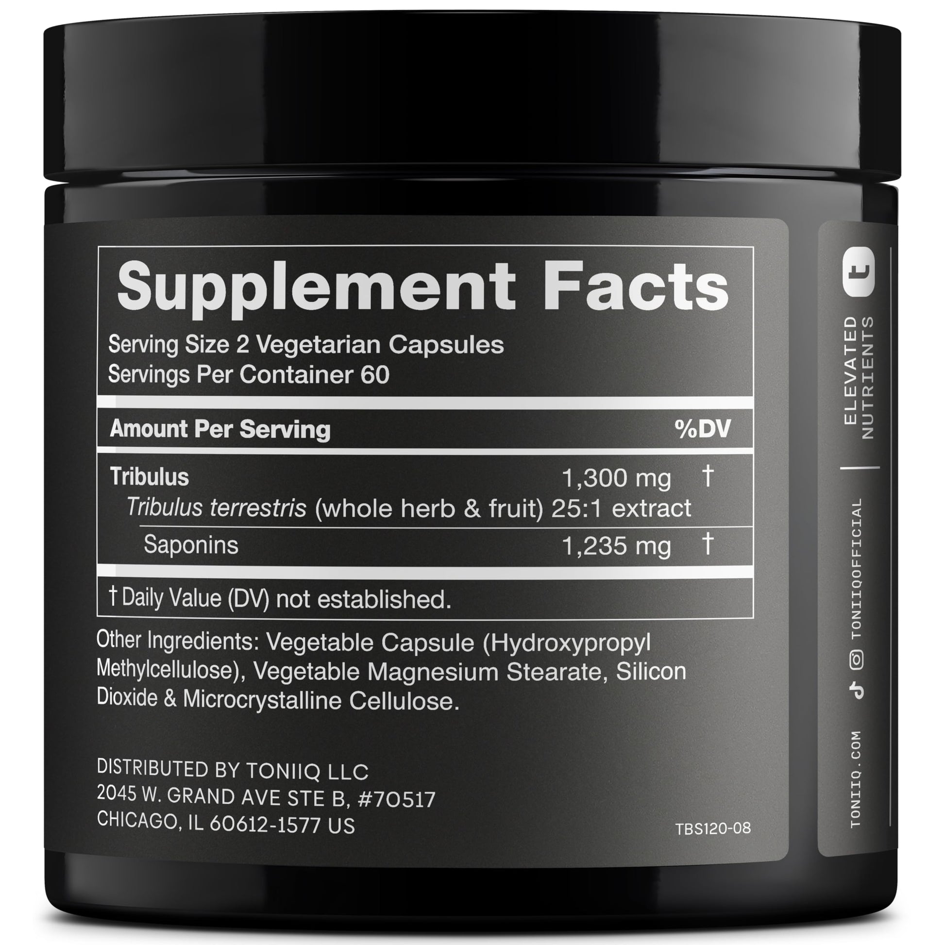 Toniiq Tribulus Terrestris for Men - Ultra High Potency 25:1 Extract with 95% Saponins - 1300mg Pure & Concentrated Formula - Third-Party Lab Tested for Purity & Quality - 120 Capsules ToniiqAu supplements