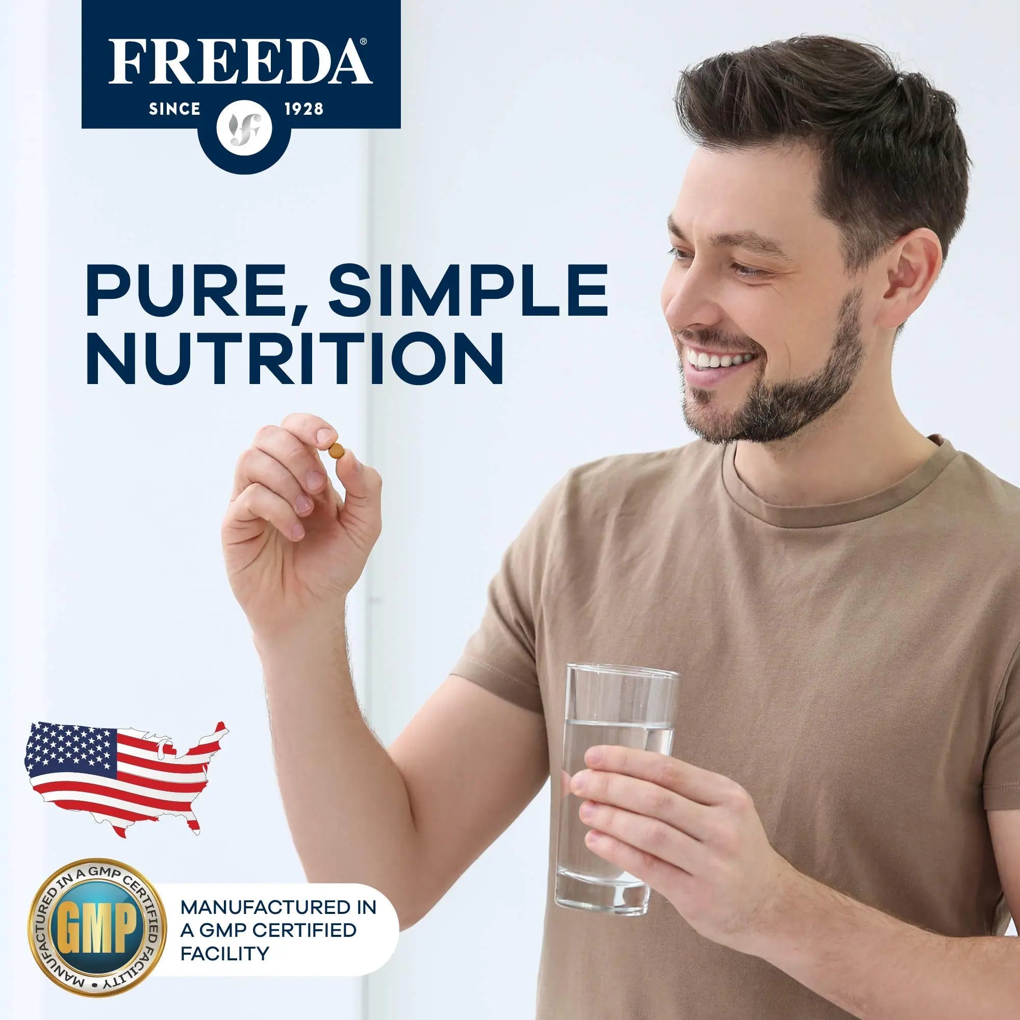 Freedavite Tiny Tablet - Moderate Multivitamin for Men and Women - Pure Vitamin A, C, D, E, B1, B2, B6, B12, Biotin, Calcium, Zinc, Iron, Magnesium FREEDAAu supplements