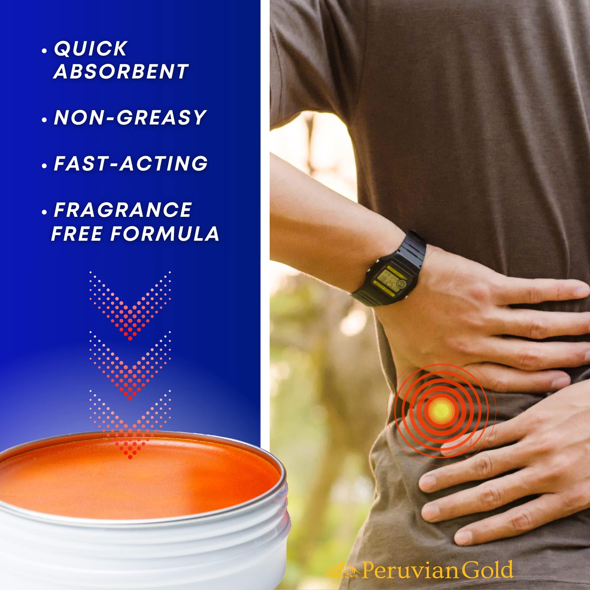 Sore Muscle Balm - Peruvian Gold Intense Heat Therapy Muscle Rub. 500K Scoville Heat Units Melts Away Sore, Painful Muscles. 2oz Peruvian GoldAu supplements