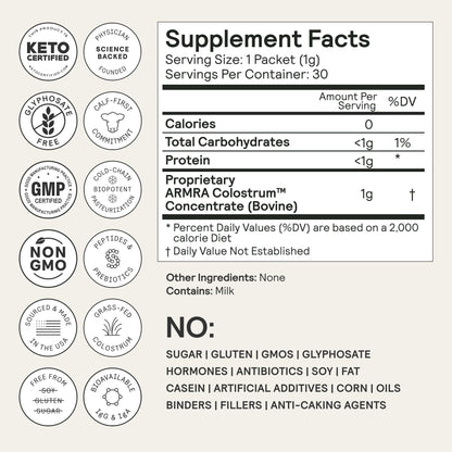 ARMRA Colostrum Powder | Unflavored | Gut Health & Bloating | Skin & Hair | Immunity | Keto, Gluten & Fat-Free | 60 Servings ARMRAUS supplements