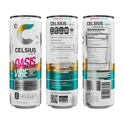 CELSIUS Sparkling Oasis Vibe, Functional Essential Energy Drink, 12 Fl Oz (Pack of 12) CELSIUSUS supplements
