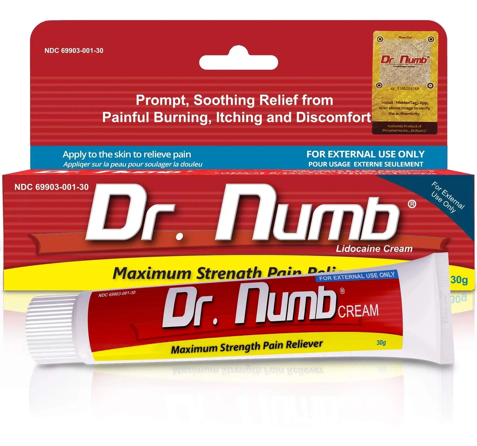Dr. Numb 5% Lidocaine Numbing Cream, Fast-Acting Maximum Strength Topical Anesthetic Pain Relief Burn Itch Numb Cream with Vitamin E for Hemorrhoid Treatment, Local and Anorectal Uses - 30g Dr. NumbAu supplements