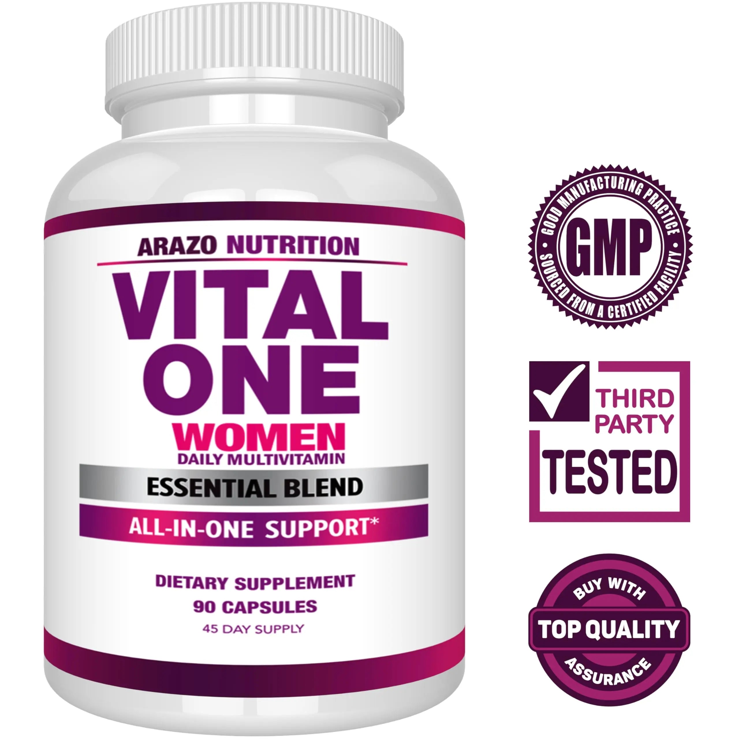 Arazo Nutrition Vital One Multivitamin for Women - Daily Wholefood Supplement - 90 Vegan Capsules Arazo NutritionAu supplements
