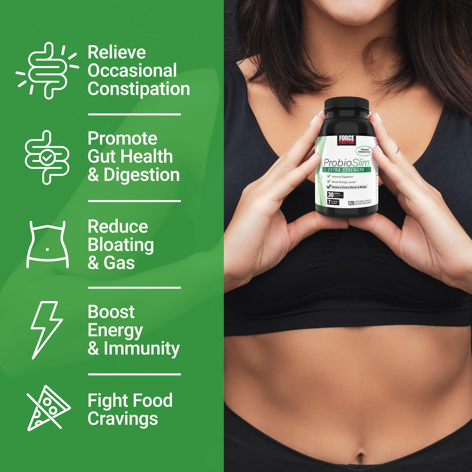 Force Factor ProbioSlim Extra Strength Probiotics for Women and Men with 30 Billion CFUs of Probiotics for Digestive Health, Bloating Relief, and Gut Health, with Prebiotic Fiber, 120 Capsules Force FactorAu supplements