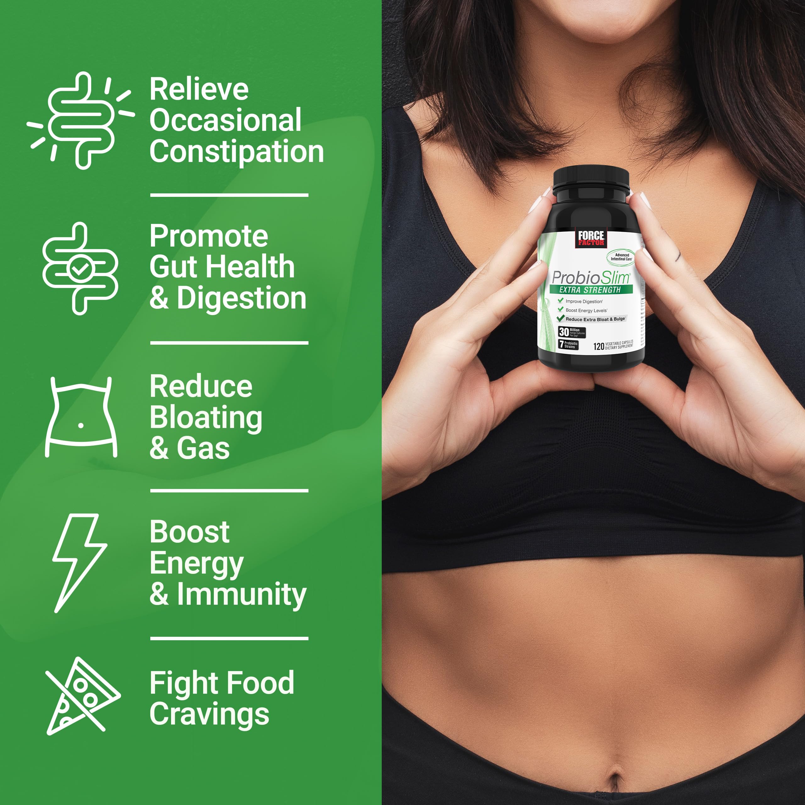 Force Factor ProbioSlim Extra Strength Probiotics for Women and Men with 30 Billion CFUs of Probiotics for Digestive Health, Bloating Relief, and Gut Health, with Prebiotic Fiber, 120 Capsules Force FactorAu supplements