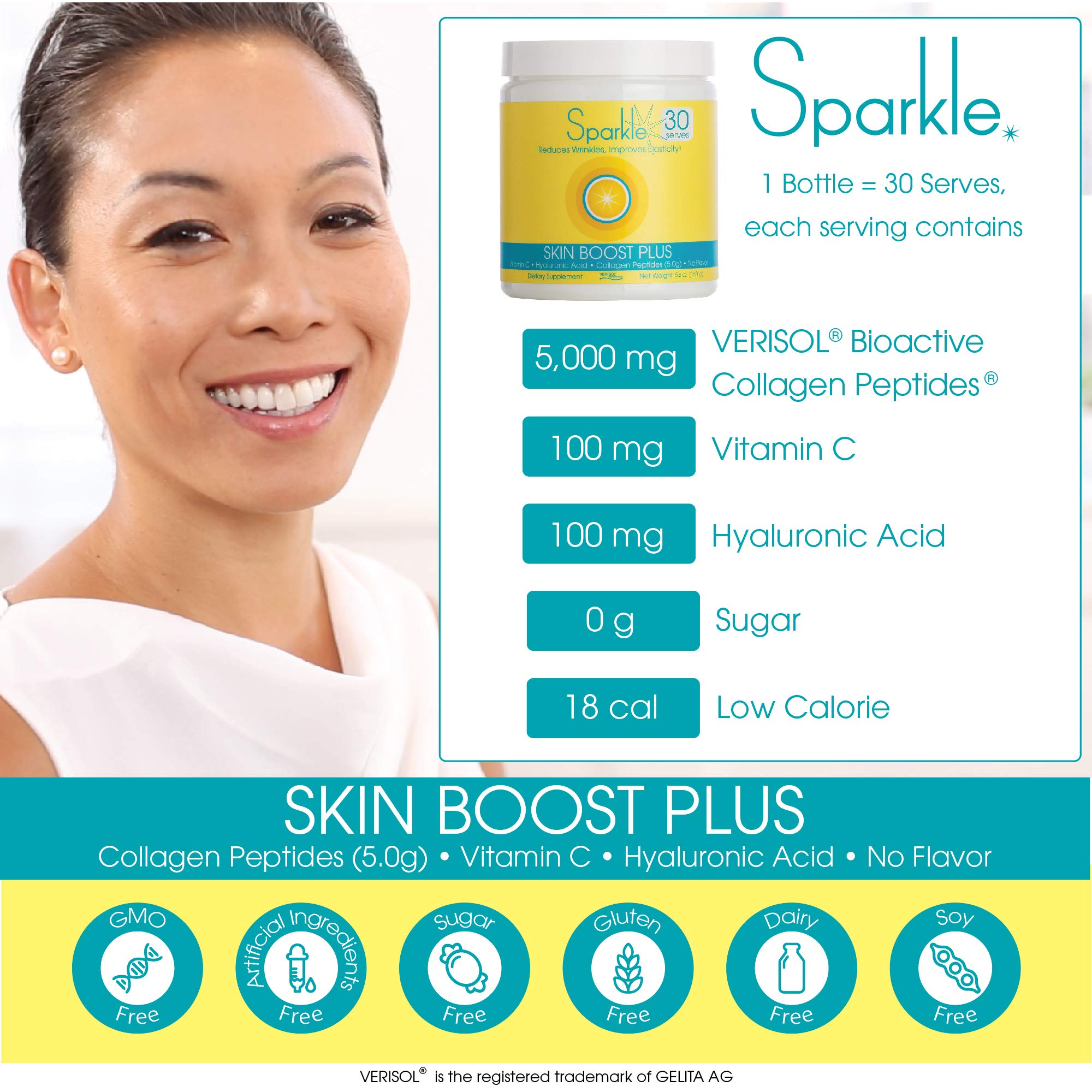 Hydrolyzed Collagen Powder - Sparkle Skin Boost Plus (No Flavor) [30-Serves] Verisol Pept Sparkle CollagenUS supplements