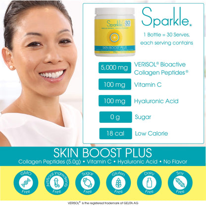 Hydrolyzed Collagen Powder - Sparkle Skin Boost Plus (No Flavor) [30-Serves] Verisol Pept Sparkle CollagenUS supplements