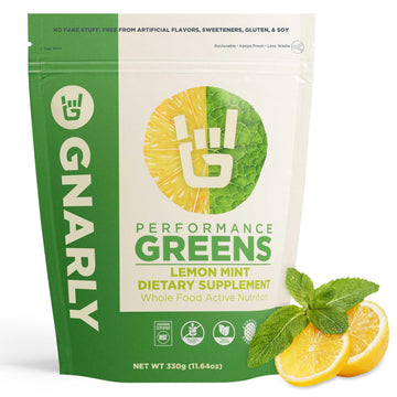 Gnarly Nutrition Greens Superfood Powder – Lemon Mint Performance Super Greens Powder – NSF Contents Certified – Organic, Probiotics & Essential Micronutrients - Lemon Mint, 11.64 oz Gnarly NutritionAu supplements