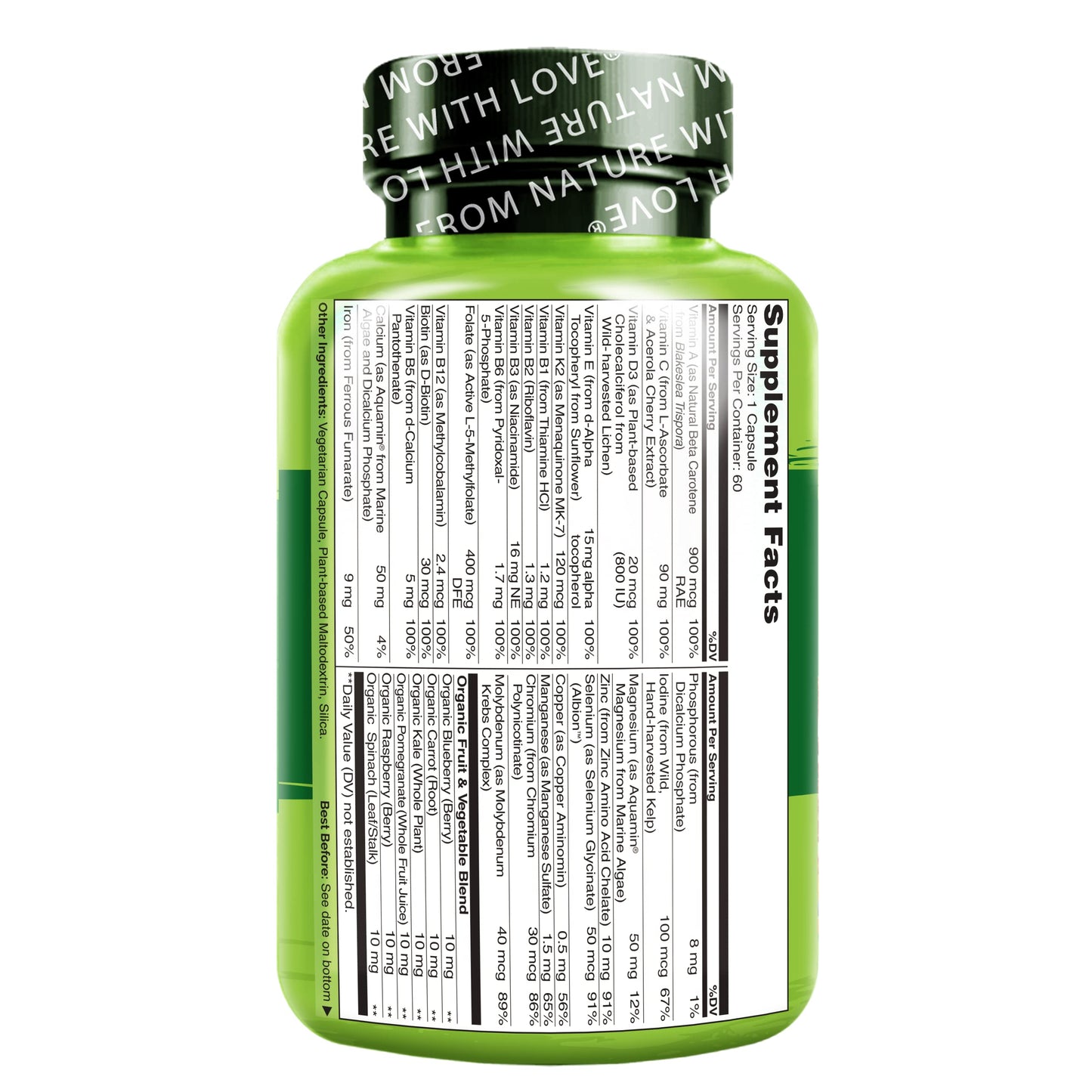 NATURELO One Daily Multivitamin for Women - Energy Support - Whole Food Supplement NATURELOUS supplements