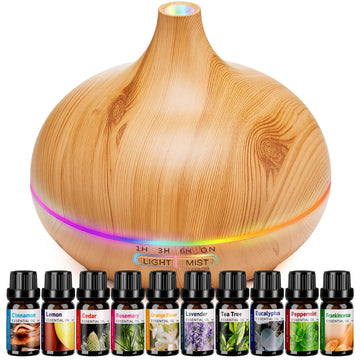 HLS 550ml Aroma Diffusers for Essential Oils Large Room with 10 Essential Oils,Ultrasonic Aromatherapy HLSAu supplements