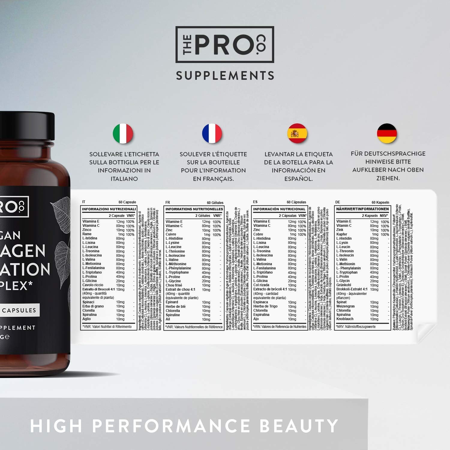 Premium Vegan Collagen Booster Supplement - Hair Skin & Nails Vitamins The Pro CoAu supplements