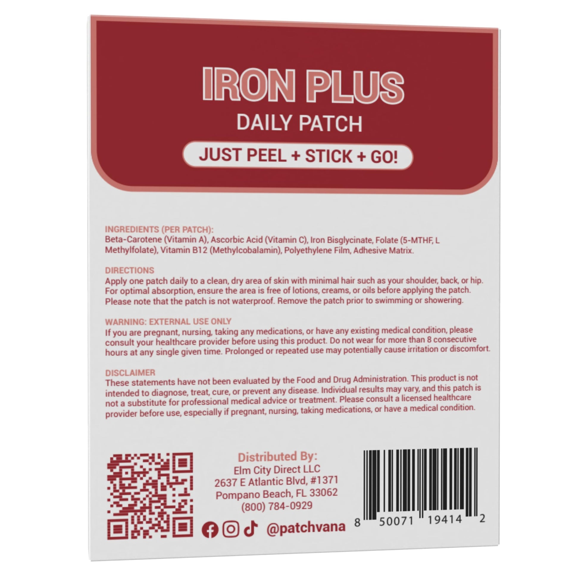 Patchvana Iron Plus Patch for Women & Men, 1 Month Supply, 30 Patches PatchvanaAu supplements